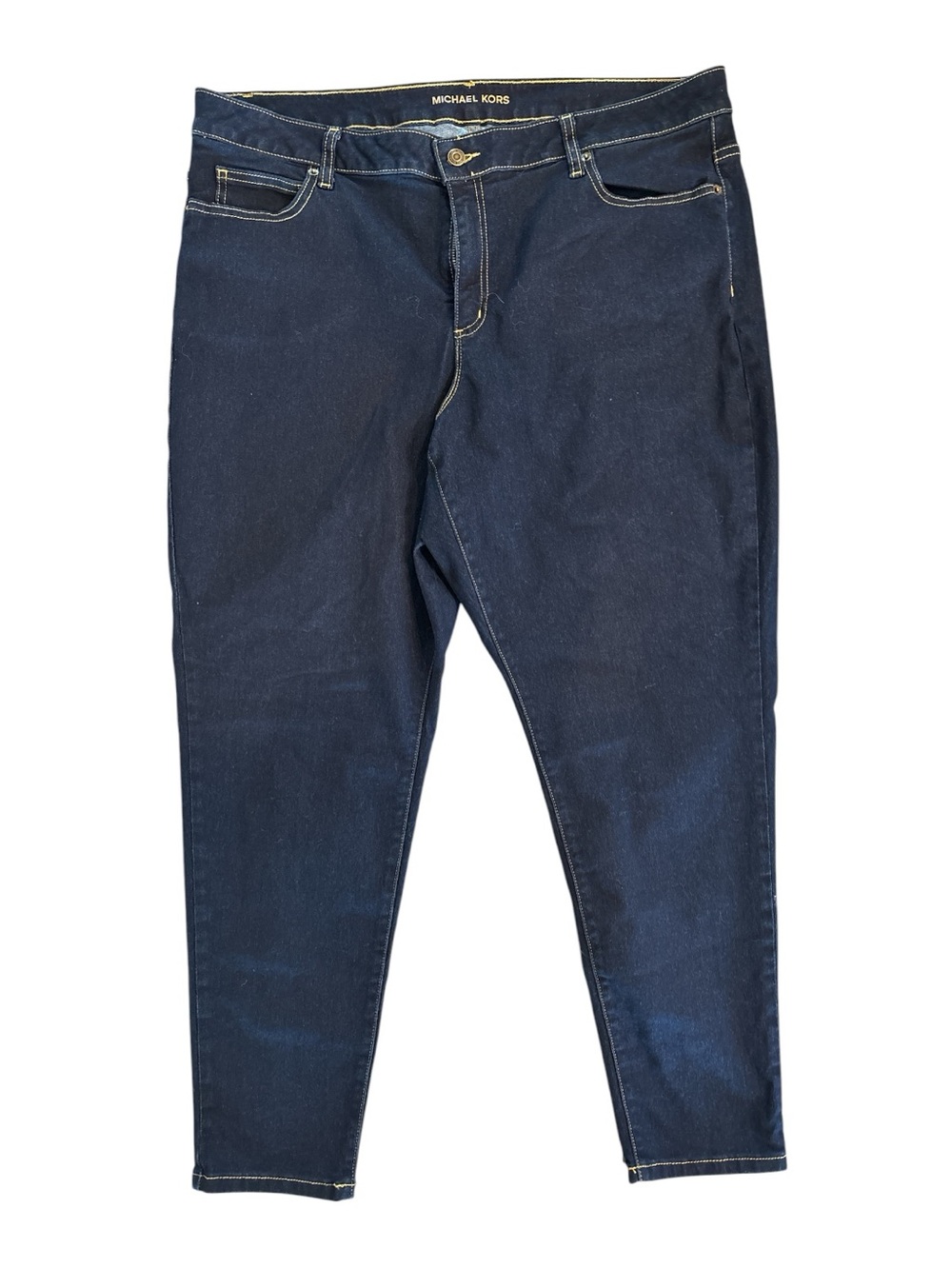 Michael Kors Navy Blue Jeans with Yellow Stitching